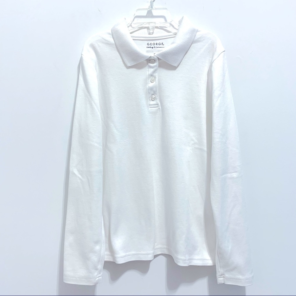 George White Polo School Uniform Long Sleeve Shirt